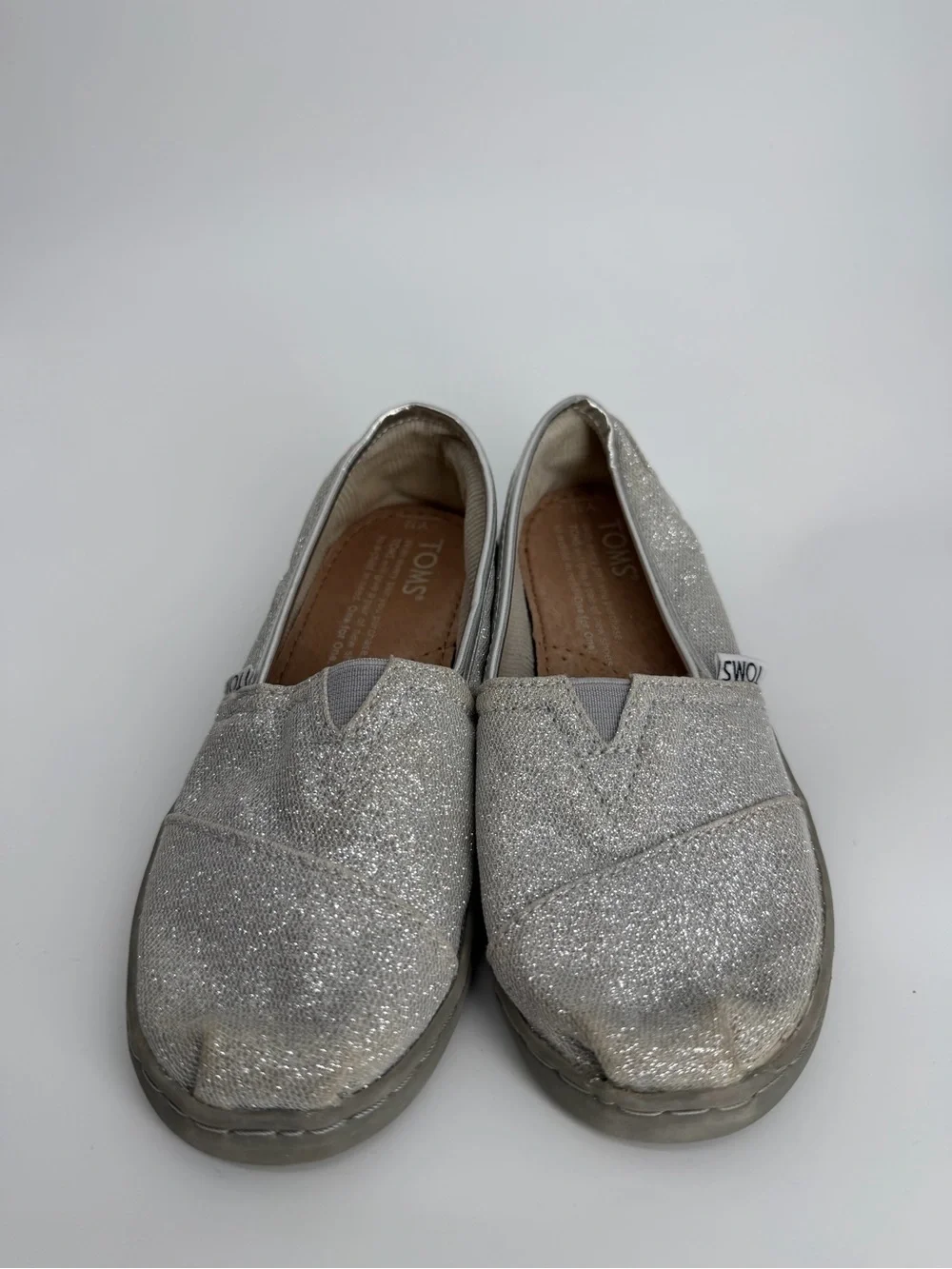 TOMS Kids Classic Silver Glitter Alpargata Slip On Shoes Size Youth 12 Y12